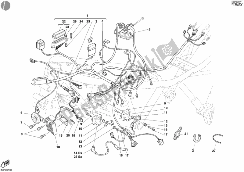 Tutte le parti per il Cablaggio Elettrico del Ducati Supersport 1000 SS 2004